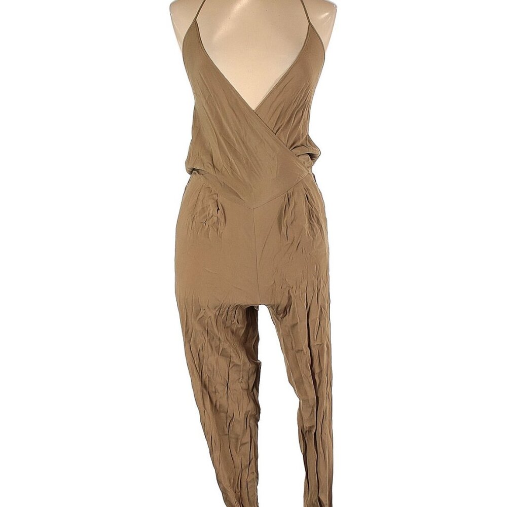 Silk Jumpsuit Greenish Tan  - Emerson Thorpe